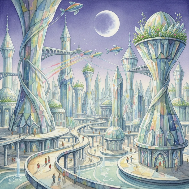 Vẽ tranh thành phố xanh tương lai gần gũi