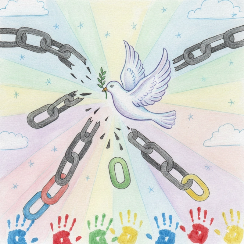 Vẽ tranh thế giới hòa bình nhiều màu sắc