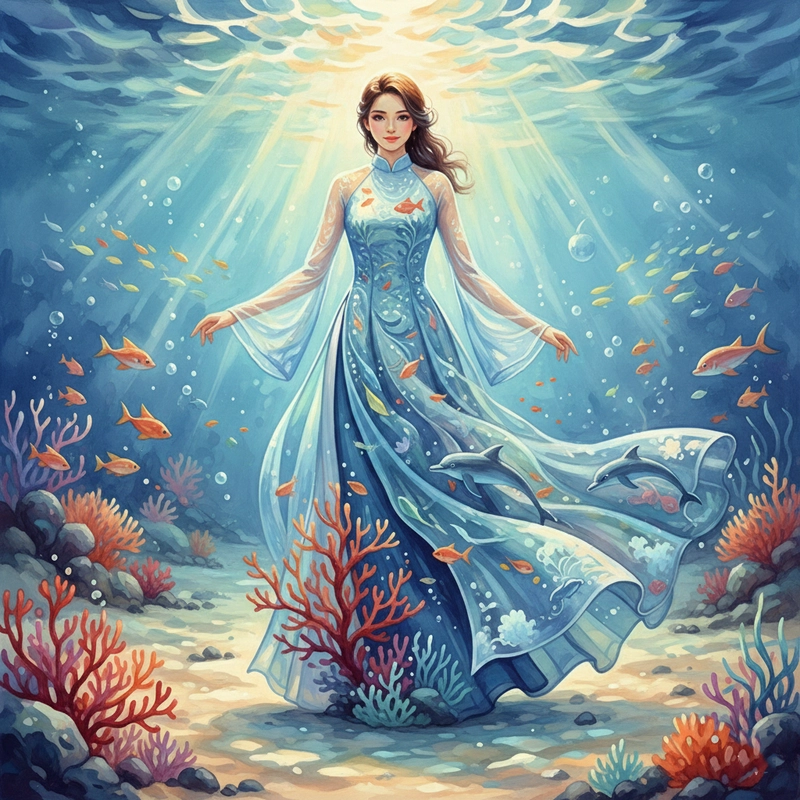 Vẽ tranh thời trang áo dài Việt Nam sáng tạo