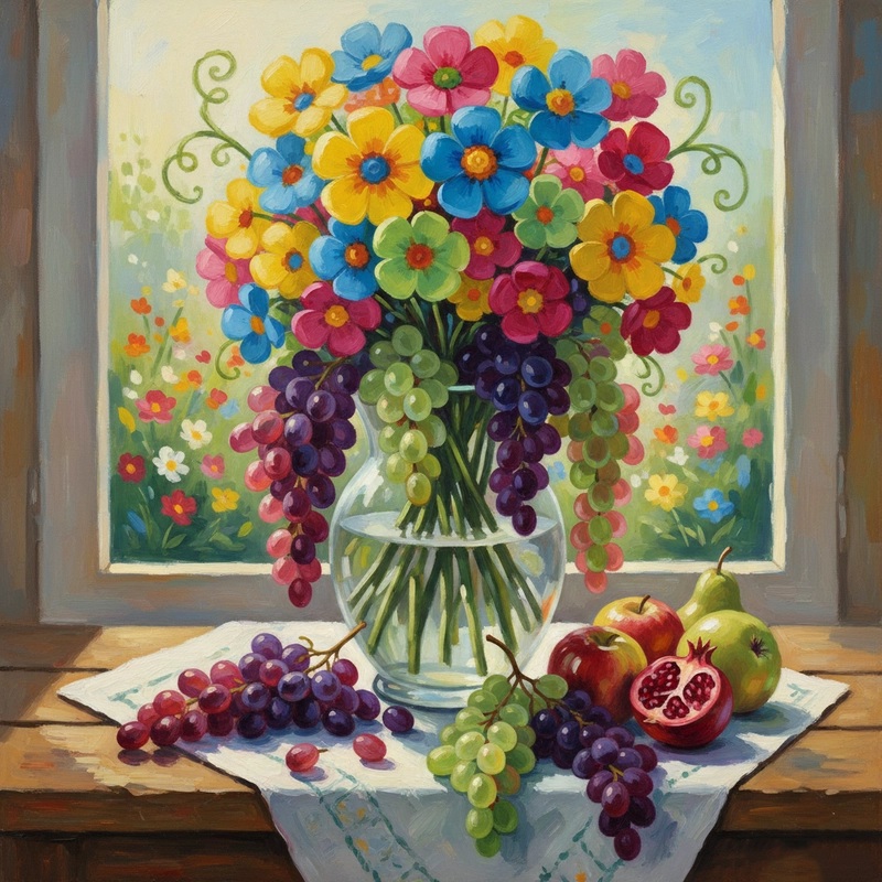 Vẽ tranh tĩnh vật lọ hoa màu sắc