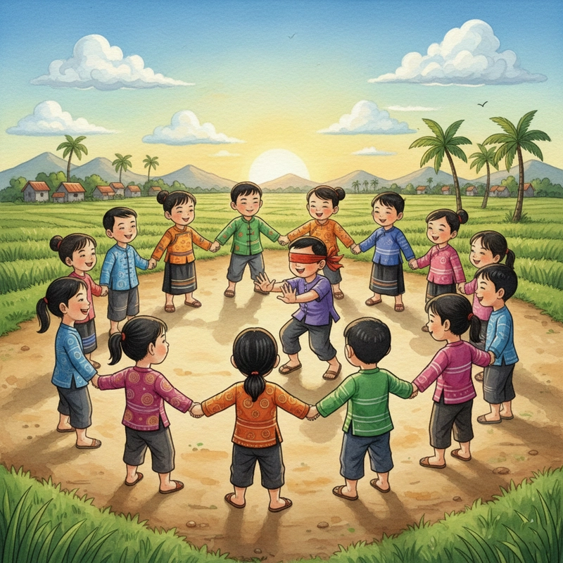 Vẽ tranh trò chơi bịt mắt bắt dê