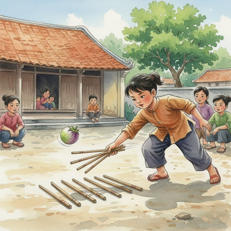 Vẽ tranh trò chơi chuyền (banh đũa)