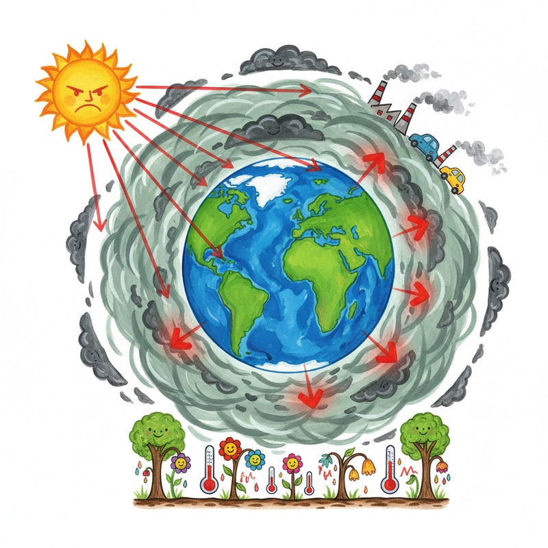 Vẽ tranh về hiệu ứng nhà kính mang tính giáo dục.