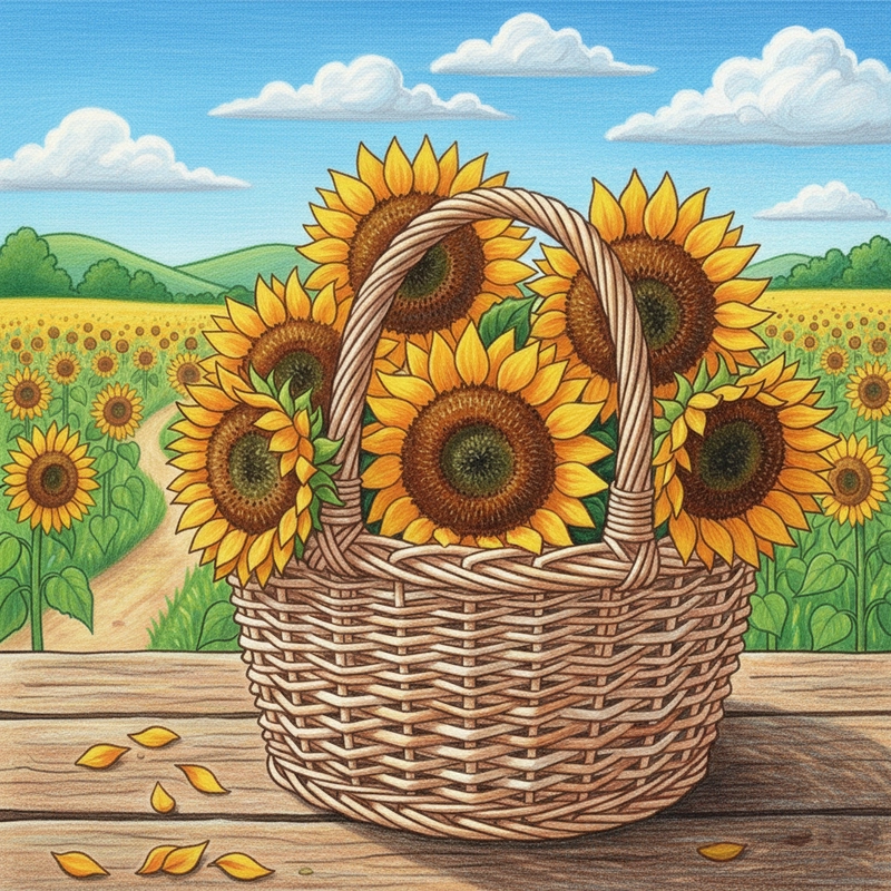 Vẽ tranh vườn hoa hướng dương