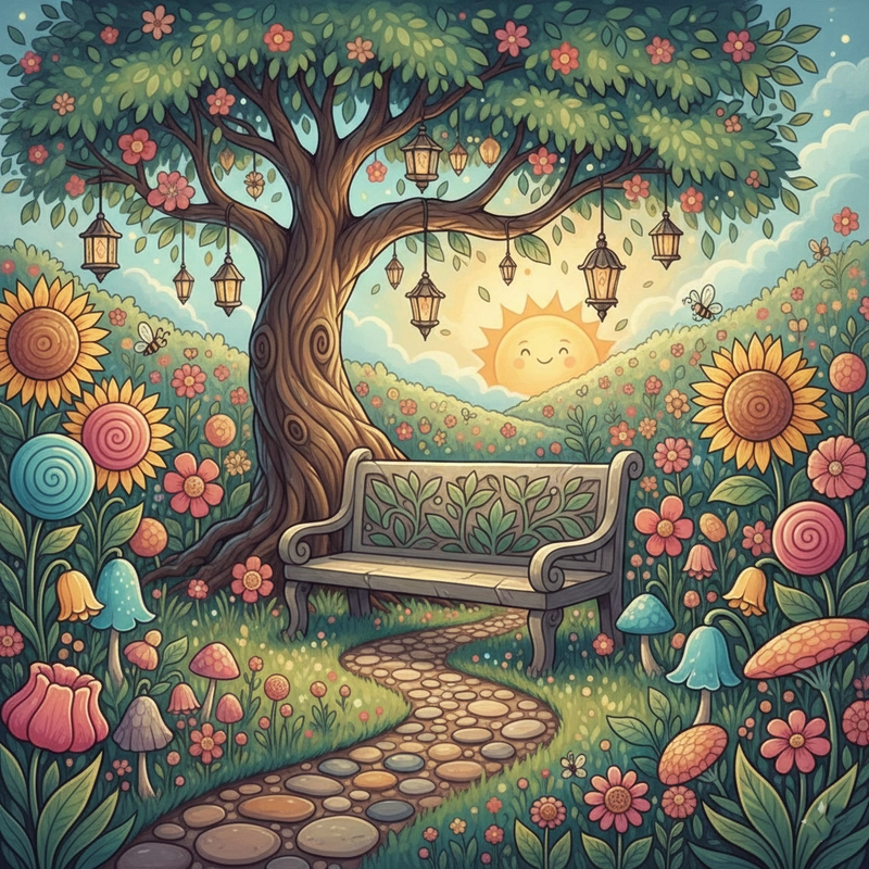 Vẽ tranh vườn hoa thiên nhiên