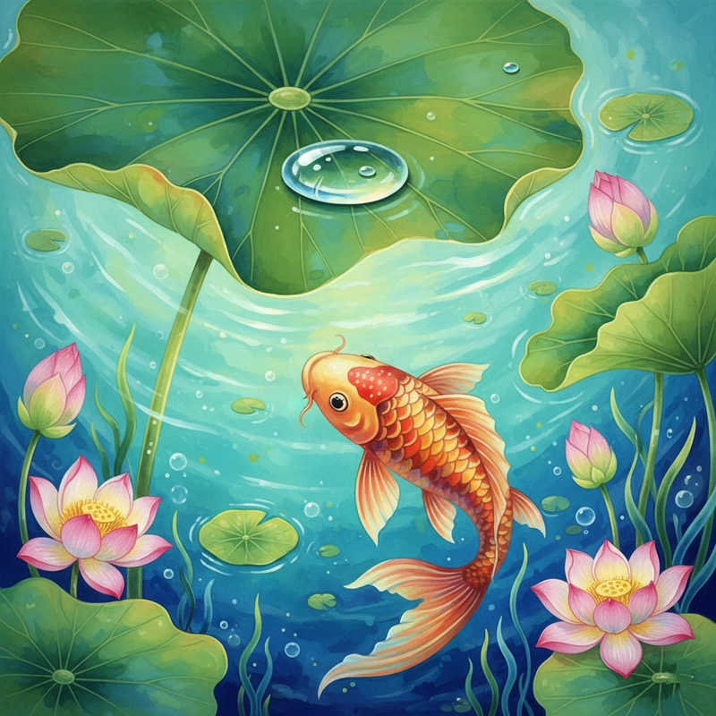 Ý tưởng tranh hoa sen cá chép đẹp