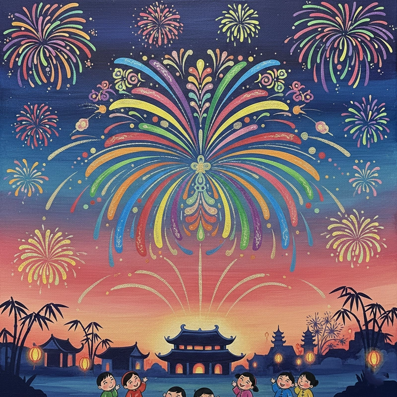 Ý tưởng vẽ tranh pháo hoa