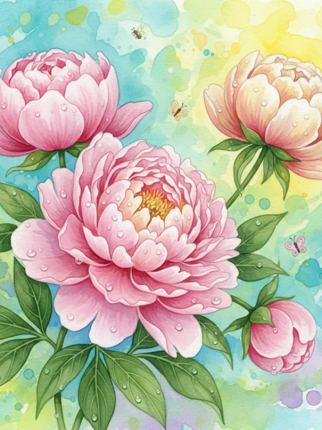 Hoa mẫu đơn trong tranh vẽ