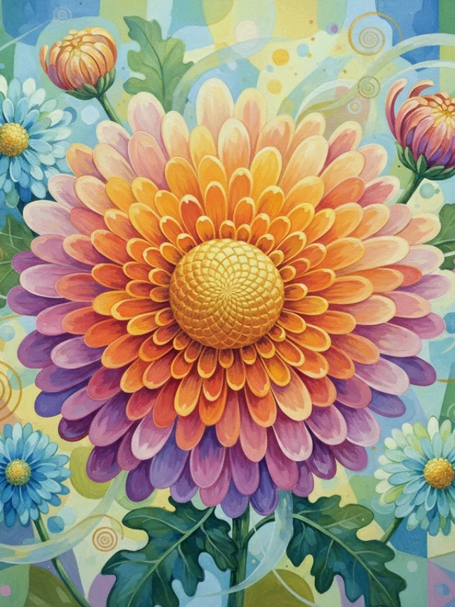 Tranh hoa cúc đại đoá trang trí