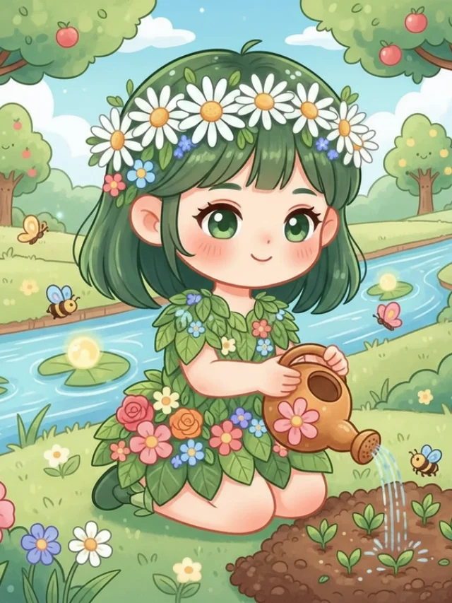 Tranh vẽ Chibi Cute Girl kiểu anime xinh.