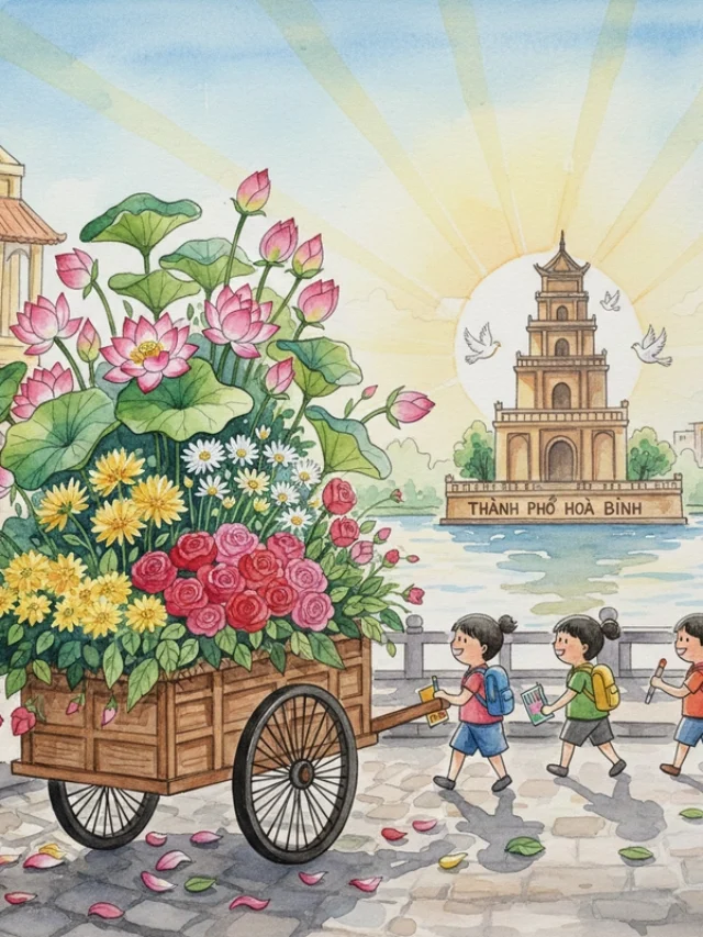 Tranh vẽ Em yêu Hà Nội thể hiện tinh thần hòa bình