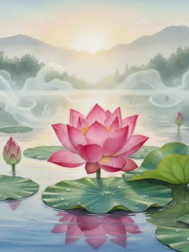 Tranh vẽ hoa sen nghệ thuật