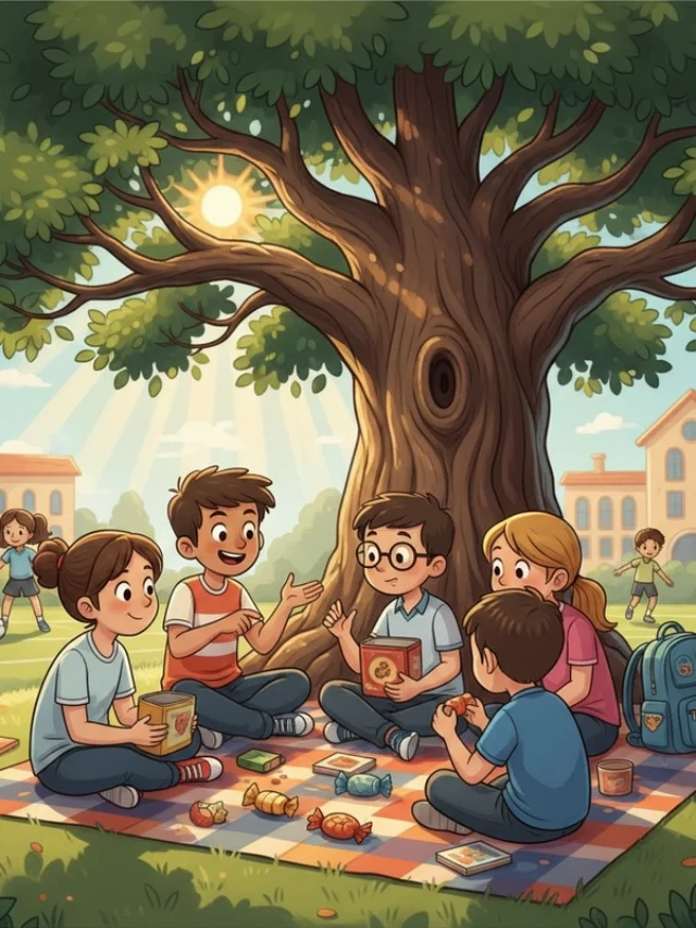 Tranh vẽ hoạt động ở trường sinh hoạt tập thể