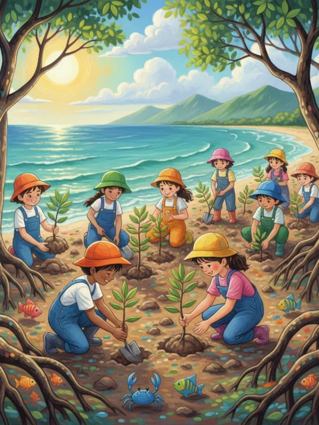 Tranh vẽ trồng cây bảo vệ môi trường sáng tạo