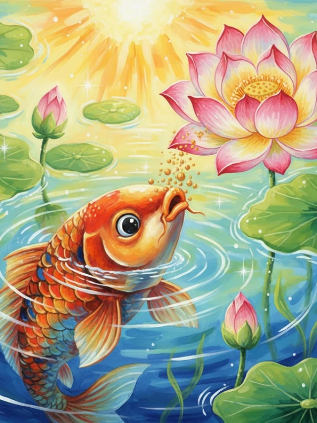 Vẽ tranh cá chép hoa sen nhẹ nhàng