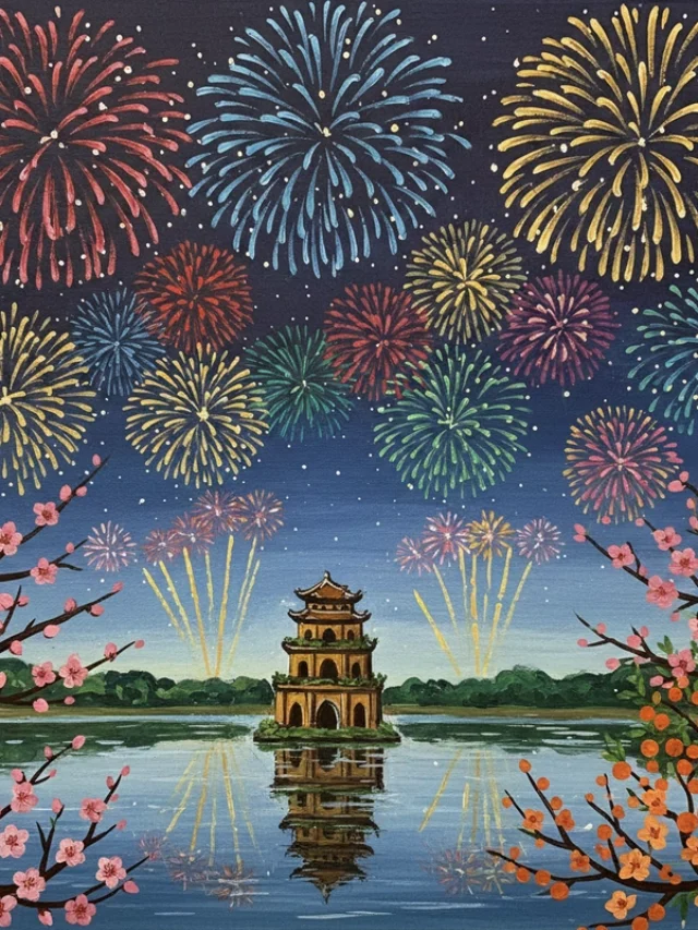 Vẽ tranh pháo hoa ngày hội