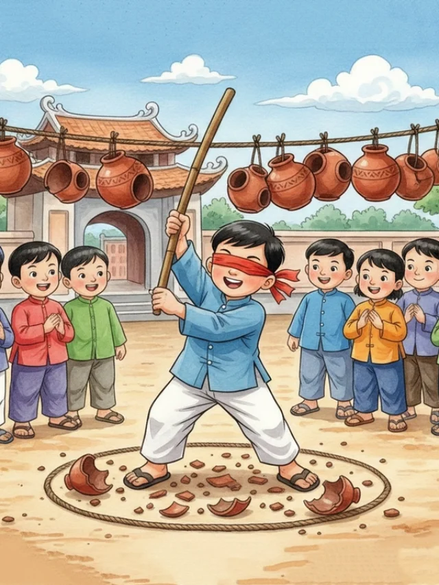 Vẽ tranh trò chơi dân gian đập niêu đất