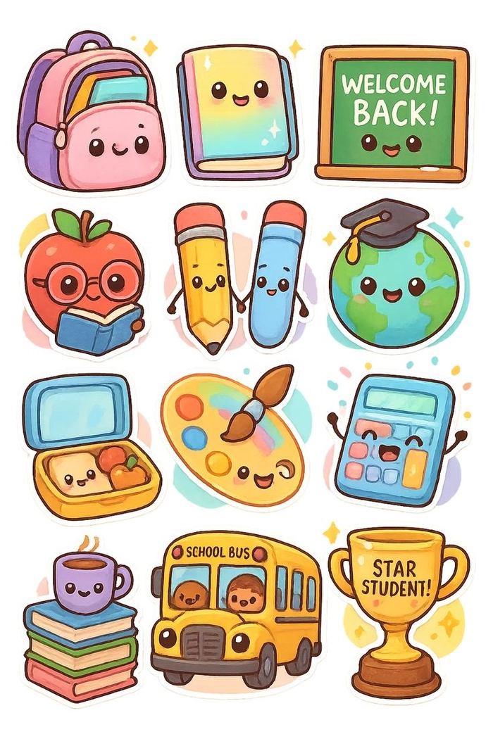 Sticker học tập cute trang trí bullet journal