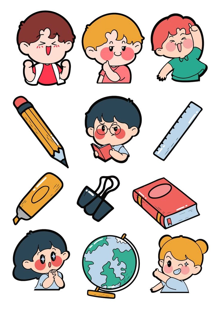 Sticker học tập phong cách trẻ trung