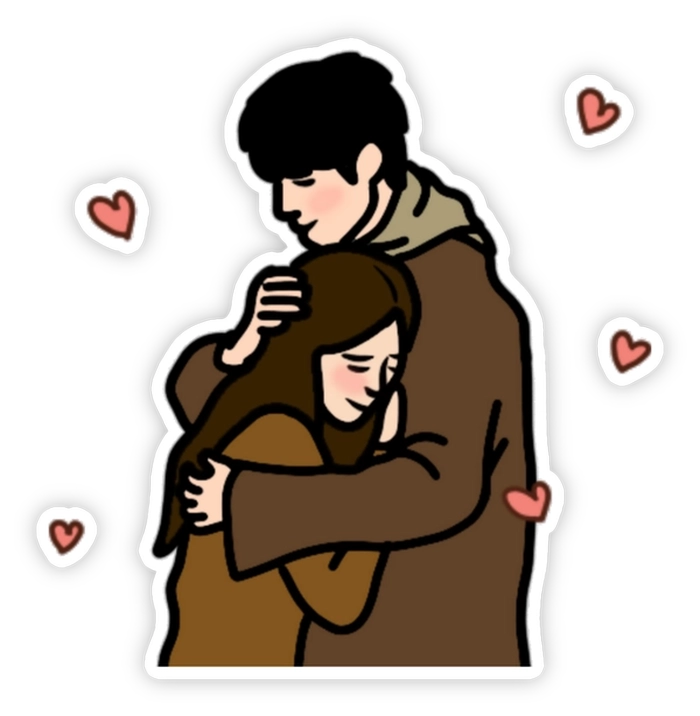 Sticker ôm nhau thể hiện sự gắn kết
