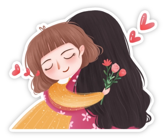 Sticker ôm ôm mang vibe dễ chịu