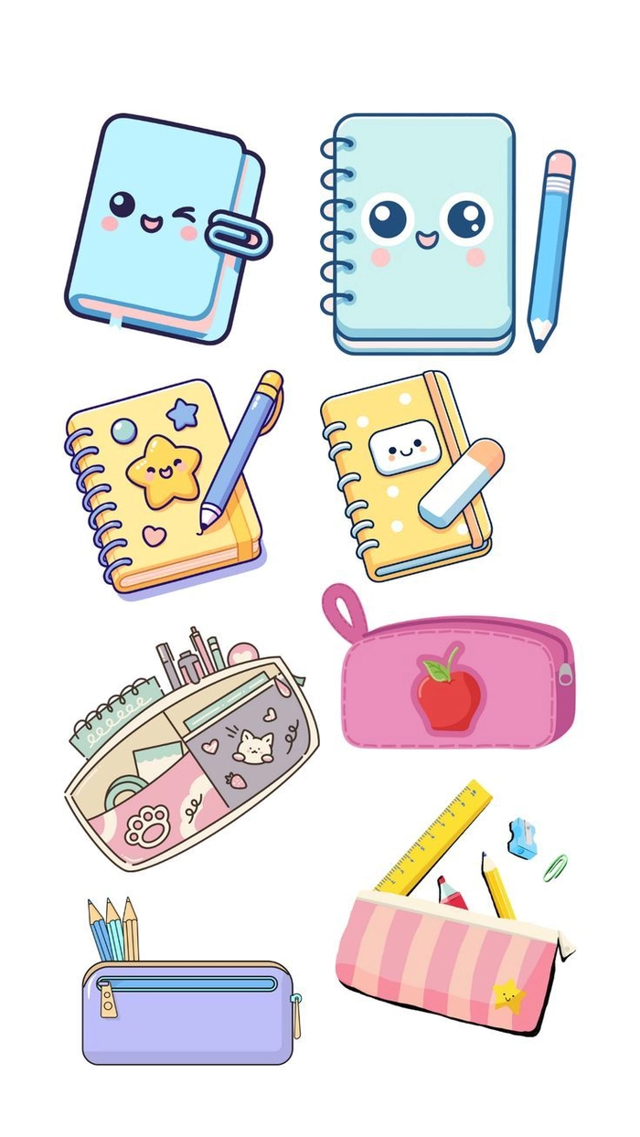 Sticker về học tập phong cách dễ thương