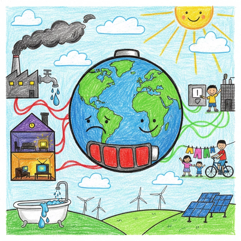 Tranh vẽ tiết kiệm năng lượng đơn giản