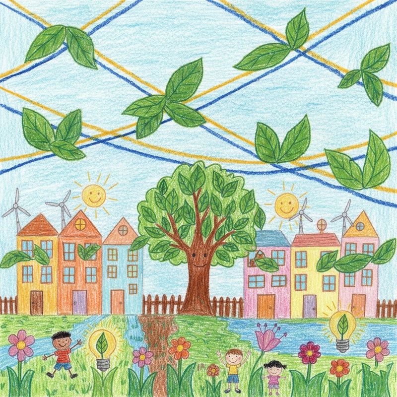 Vẽ tranh chủ đề tiết kiệm năng lượng dễ hiểu