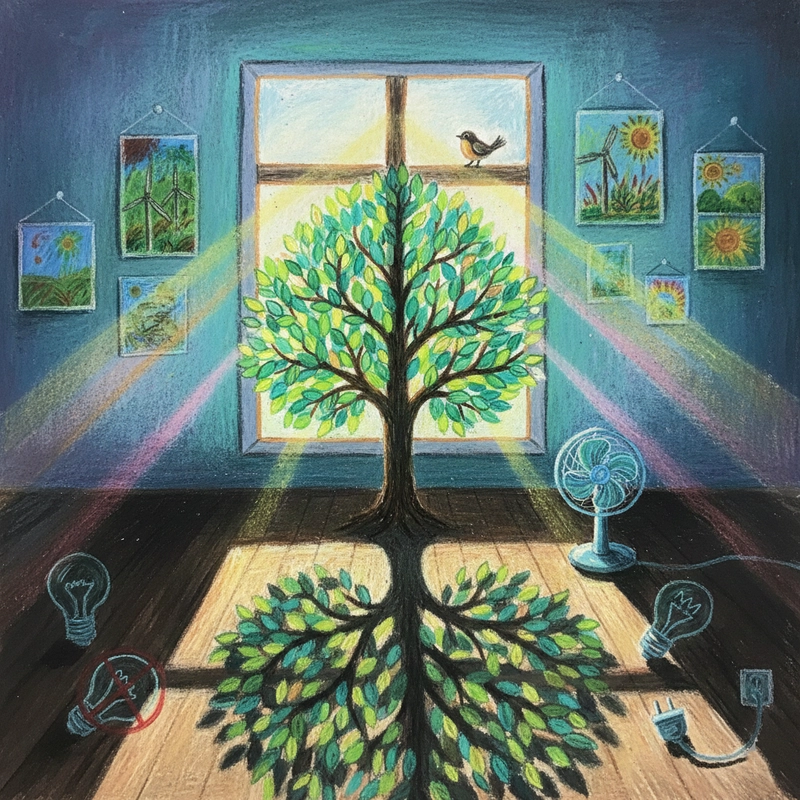 Vẽ tranh tiết kiệm năng lượng phù hợp thi vẽ