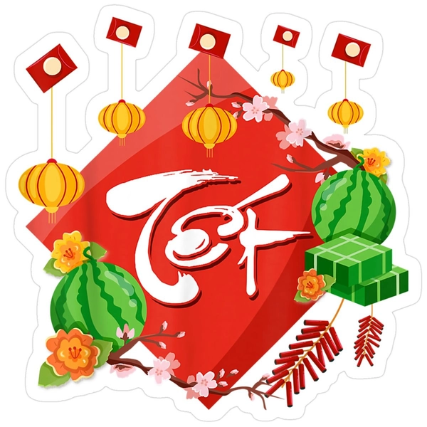 Hình sticker Tết dùng để gửi lời chúc