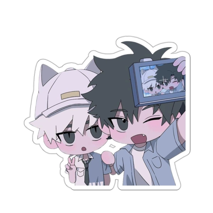 Sticker anime trắng đen nghệ thuật