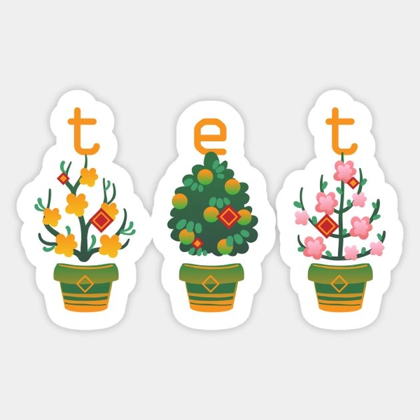 Sticker trang trí Tết giúp cuộc trò chuyện sinh động