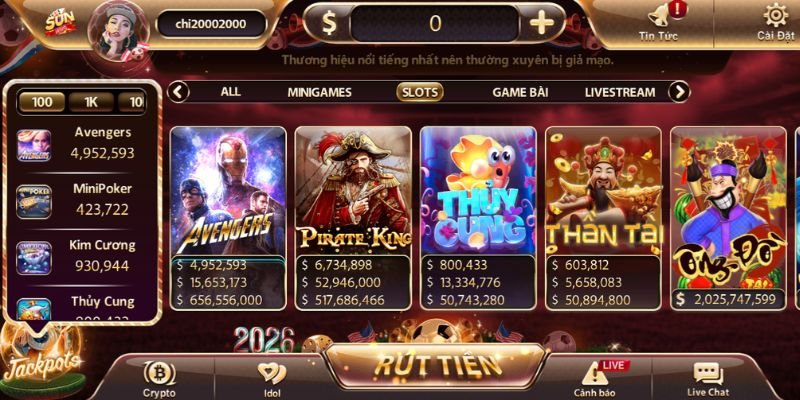 sunwin so huu cac tua game slot dinh dam