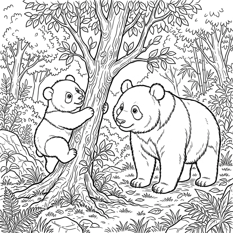 Tô màu con gấu trúc đơn giản