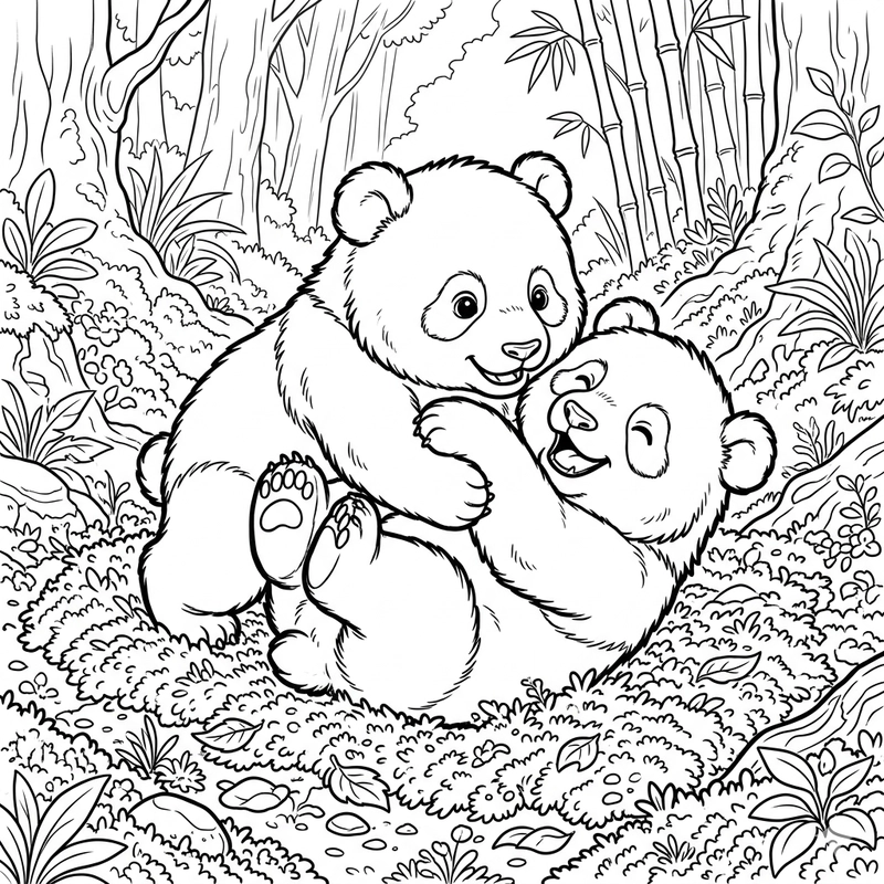 Tranh tô màu Panda dễ tô