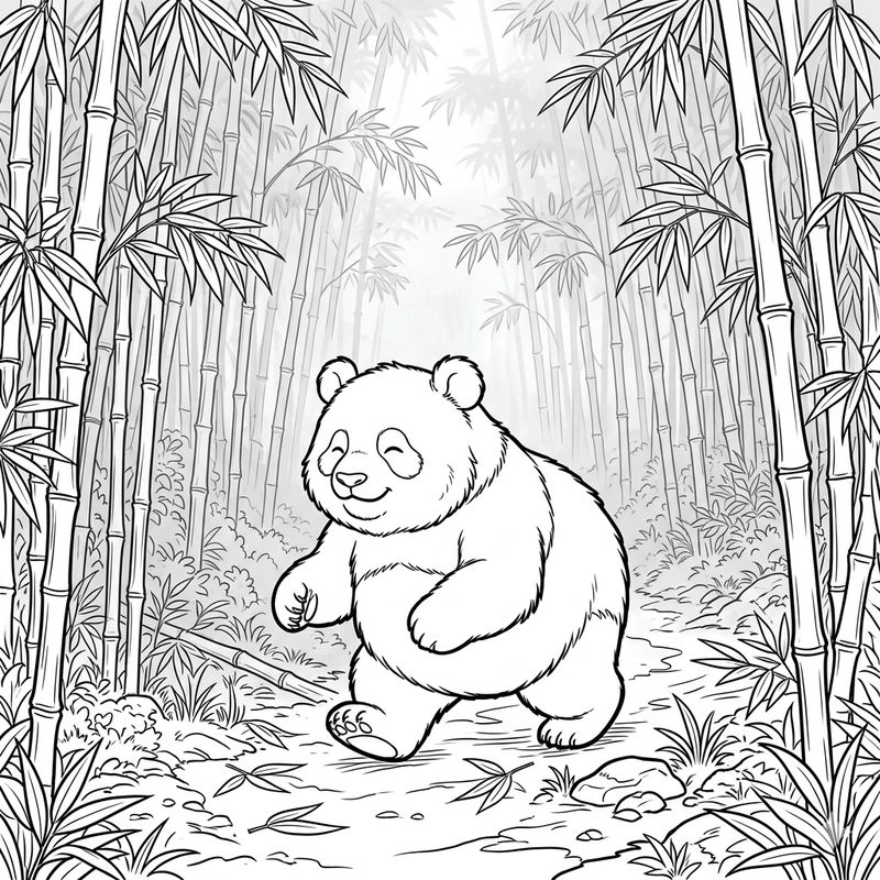 Tranh tô màu gấu trúc cute